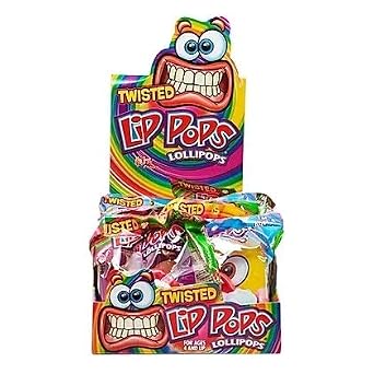 Twisted Lip Pops Assorted Flavored Lollipops, 0.8 Ounce, 12 Count Display Box