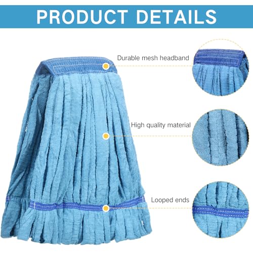 Image of Lallisa 4 Pcs Commercial Mop Head Replacement Tube Microfiber Industrial Looped End Mop Heads Refill for Floor Cleaning for Home Commercial Industrial Use(Medium,Blue)