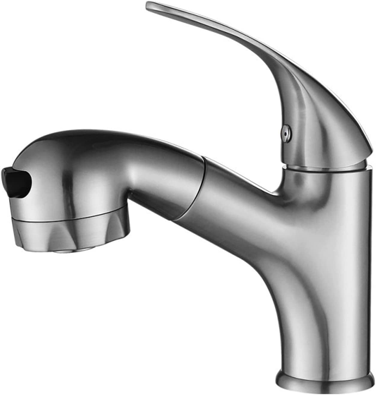 Robinet de salle de bain extractible fini les éclaboussures mitigeur lavabo acier inoxydable rond