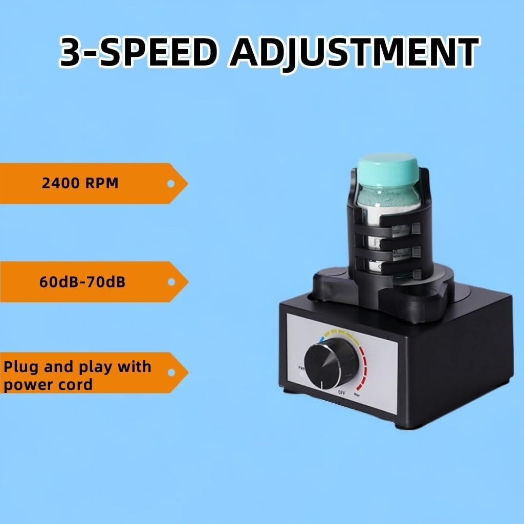 Paint Shaker Mixer, Hands-Free Mini Vortex Mixer, DIY Model Paint Shaker, 3 Speed Adjustment Paint Stirrer, Suitable 10-100ml Shaker 300~2400RPM, for Paint Nail Polish Lab Paints Acrylic