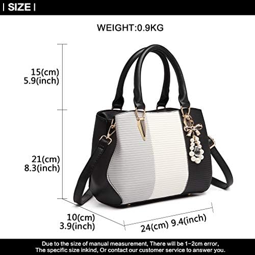 Miss Lulu Women Designer Top Handle Bag Fashion Colour Block Shoulder Bag with Pearl and Crystal Style Drop (6866 Black)