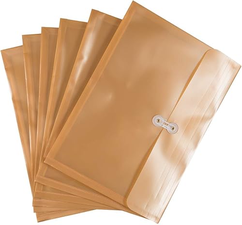 Vista 211 de Sobres de plástico con botón y cuerda, Variados Paquete de 6 colores surtidos