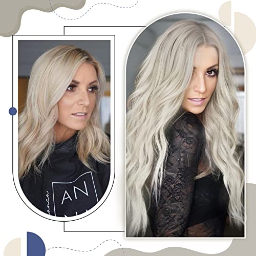 Laavoo Tape In Hair Extensions Real Human Hair Blonde 18 Inch Tape In Hair Extensions Platinum Blonde Hair Extensions Tape In Skin Weft For Women 2.5G 20Pcs/50Gram #TOP2