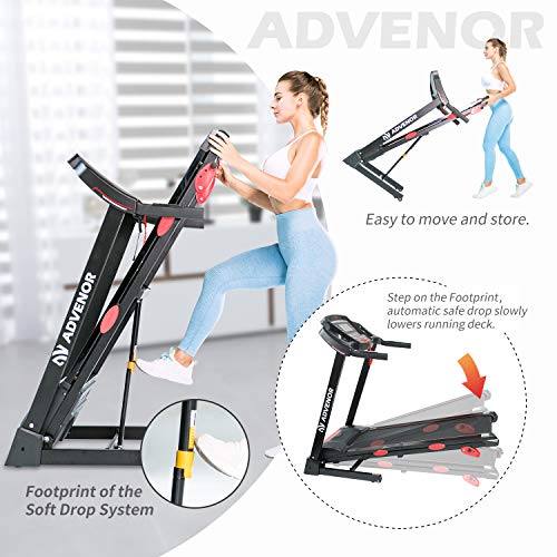 ADVENOR Treadmill Motorized Treadmills 3.0 HP Electric Running Machine Folding Exercise Incline Fitness Indoor 64 Preset Programs (RED) - Thumbnail 6