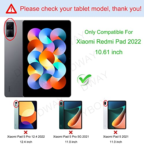 DWaybox Capa para Xiaomi Redmi Pad 10,6 polegadas lançado em 2022, capa protetora inteligente fina e