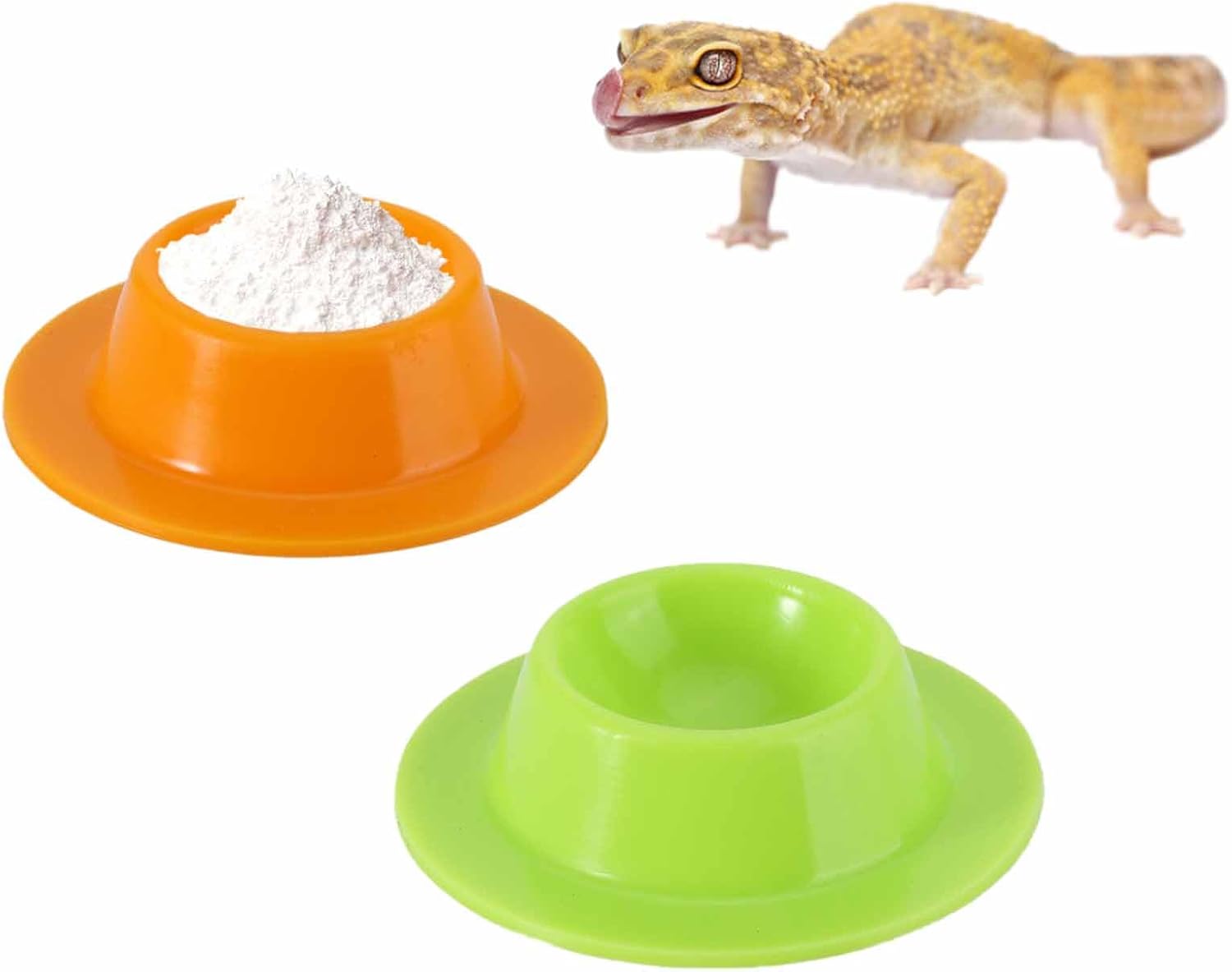 2 Pack Gecko Calcium Dish – Food and Water Bowl for Leopard Geckos, Small Reptiles