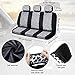 Frienda 24 Pcs Leopard Car Accessories Leopard Car Seat Cover Full Set Cheetah Steering Wheel Metal License Plate Headrest Seat Belt Armrest Pad Handbrake Gear Cover Keyring(White Black)