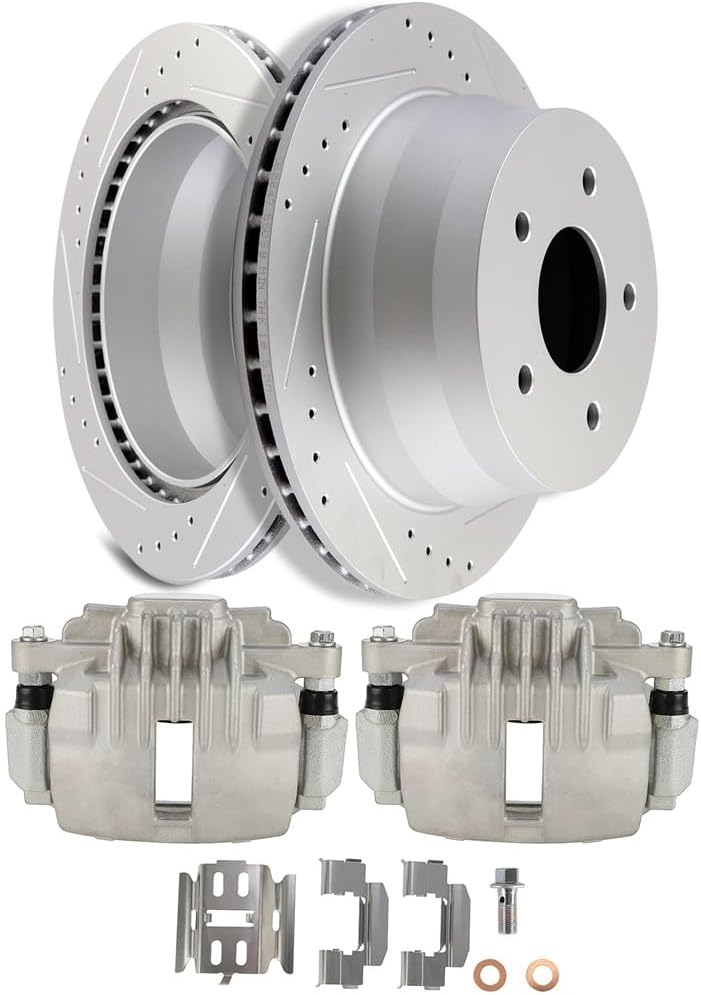SCITOO Rear Brake Kit [2] Brake Rotors [2] Brake Disc Calipers w/Bracket Compatible With 1998-2005 for Chevrolet for Blazer,1998-2004 for Chevrolet for S10,1998-2005 for GMC for Jimmy