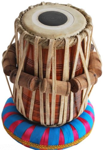 Image of Sai Musical Sheesham Wood TB-0086 Hand Made Unique Design Brass Tabla Set Gold Color - A Musical Instrument.