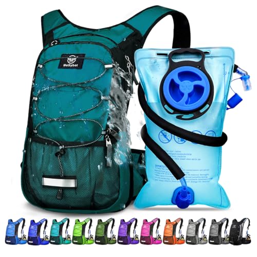 Mothybot Insulated Hydration Backpack Pack with 3L BPA Free Leak Proof Water Bladder, Large Storage Lightweight Hiking Daypack with Waist Pouches & Cooler Layer, for Running, Biking, Camping, Festival