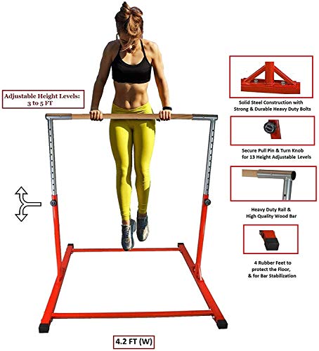 Athletic Bar Kids Gymnastics Junior Horizontal Kip Bar 3 to 5 FT Training