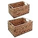Produktbild WM Homebase 2er Set Aufbewahrungskorb Korb mit Griffe Regalkorb Wasserhyazinthe geflochten in Naturfarbe 37x28x19cm 33x21x18cm