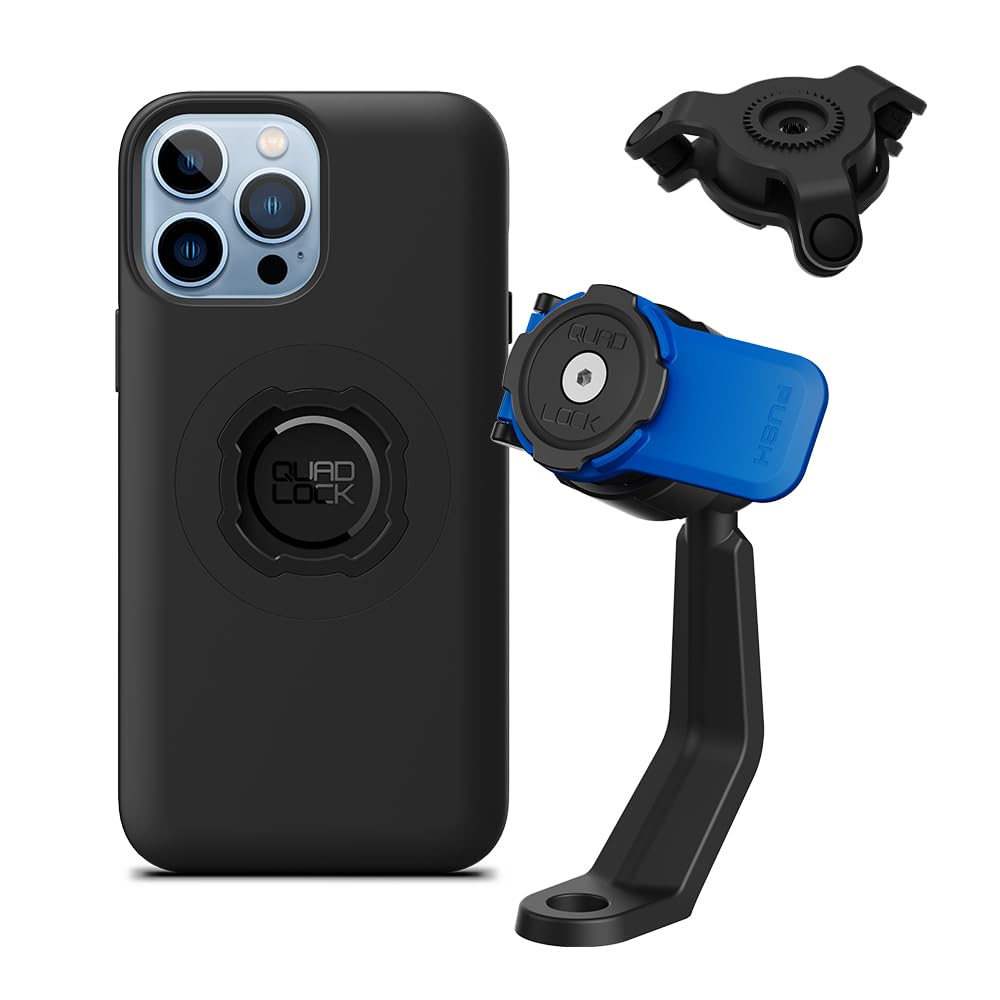 Quad Lock Mirror Stem Motorcycle Phone Mount with Vibration Dampener and MAG Phone Case for iPhone 13 Pro Max