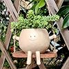 NQEUEPN Vaso per Fiori con Faccina Sorridente, Fioriera Testa in Resina con Foro di Drenaggio Fioriere per Piante Grasse per Interni ed Esterni Decorazioni per la Casa Regali per la Mamma