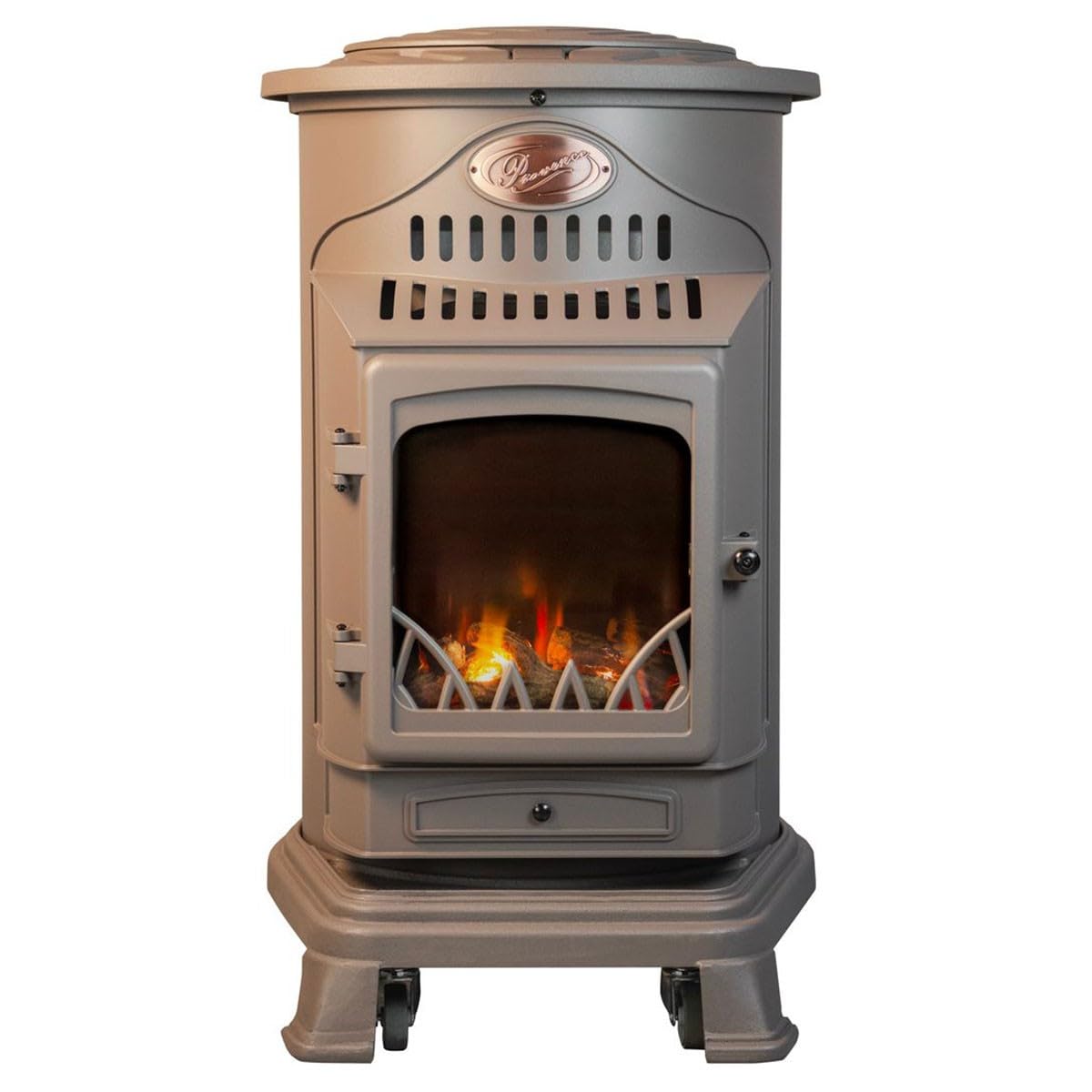 Universal - Poêle à gaz Provence 3,4 KW Marron Effet poêle à Bois Fonte véritable Chauffage d'appoint au gaz