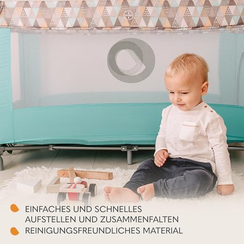 Lionelo Stefi Baby Kinderbett, Reisebett ab Geburt bis 15 kg, Seiteneingang, Sicherungssystem LockGuard, Blockade der Räder, Tragetasche, zusammenklappbar