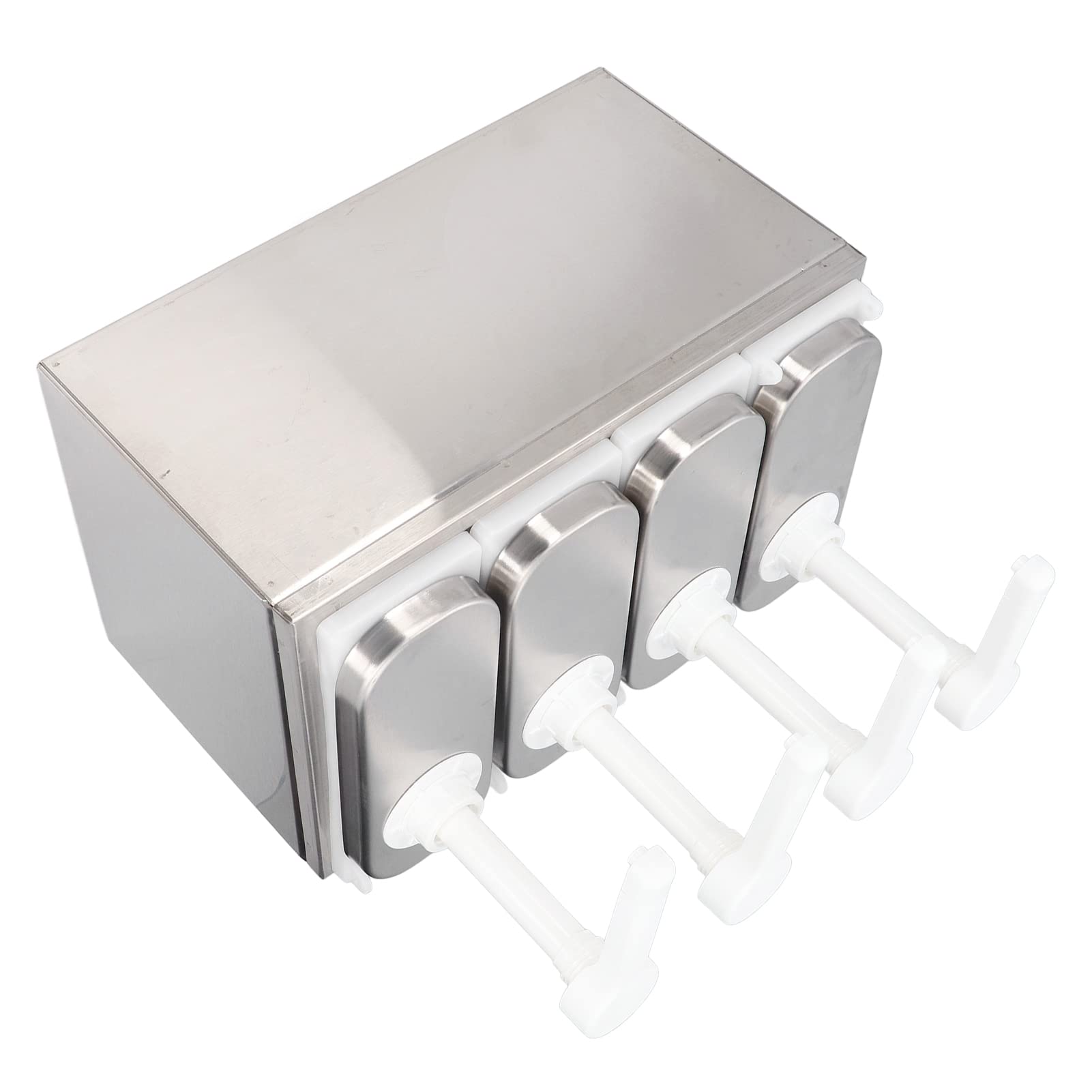Station de Pompage de Condiments, Grande Pompe Distributrice de Sauce en Acier Inoxydable avec Triple, Quatre ou Cinq Pompes Distributeur de Condiments Amovible de Qualité Alimentaire(4 Pompes)