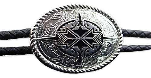M&F Western Bolo Tie Silver/Black Tribal Pendant One Size #TOP1