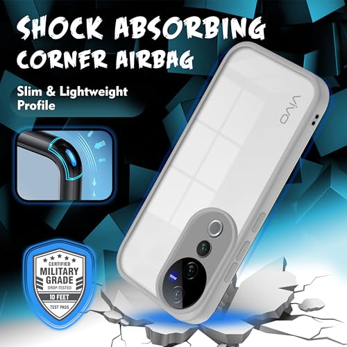 Image of V-TAN Back Cover for Vivo V40, V40 Pro Compatible Case, Transparent Clear, TPU, Camera Protective Shockproof Cover (Gray)