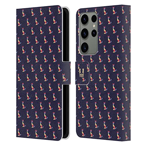 Étui Portefeuille Samsung S23 Ultra en Cuir Chat Violet Tangram, Compagnon Idéal de Vos Sorties