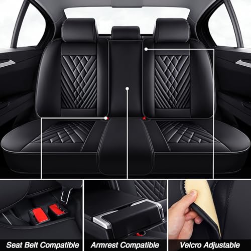 Image of Car Seat Covers for Chevrolet Equinox 2005-2026, Premium Nappa Leather Waterproof & Anti-Slip, Full Coverage Customized fit Chevrolet Equinox Seat Covers Full Set (5 Seats Luxury,Black)