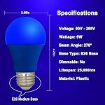 LED Ampoule de lumière colorée 9W (60W Équivalent),A19 LED E26 Ampoules de couleur de base,LED Ampoule pour Halloween,Décoration de Noël,Party,Bars,Lumières primaires,Éclairage d'humeur de vacances,Non-Dimmable (Blue)