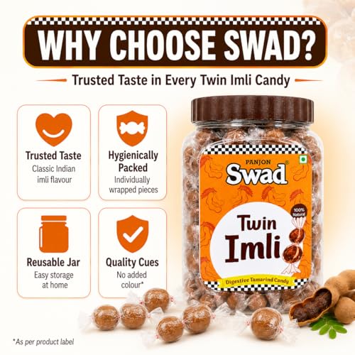 Image of SWAD Twin Imli Candy, Chulbuli Imli Treat, Khatti Mithi Imli Candy 320g Jar