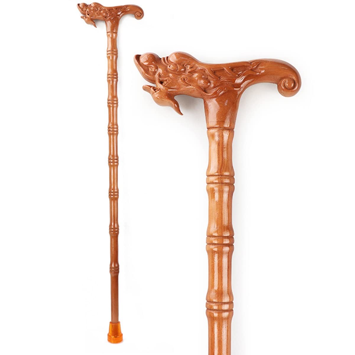 Bastón con Cabeza de dragón para Personas Mayores. Bastones de Madera Vintage con Mango de Madera Maciza, Hechos a Mano, Muy Resistentes y con Funda Antideslizante.