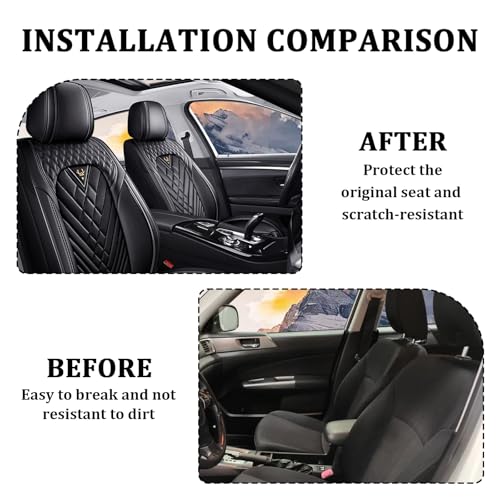 Image of Car Seat Covers Front Seats for Subaru Solterra 2023-2026, Waterproof Nappa Leather Car Seat Cover, Full Coverage Car Seat Covers Sets(2 Seats /Black)