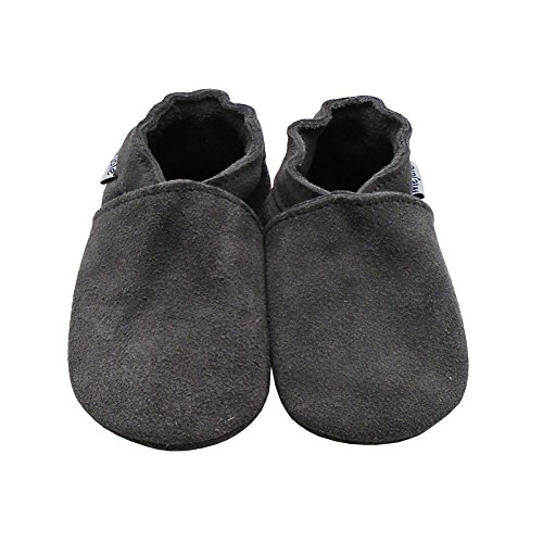Mejale Baby Infant Toddler Shoes Anti-Slip Soft Soled Suede Leather Moccasins Pre-Walker(0-6 Months,Grey)