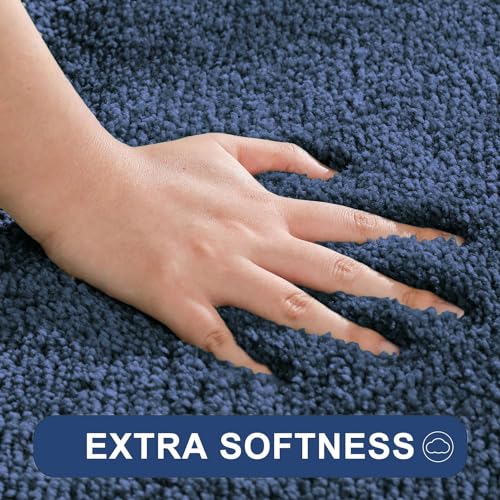 Image of Flooring India Co Newman Rectangular Bath Mat 2500 GSM Super Soft Microfiber Anti Skid Slip Water Absorbent Bathroom Mats for Bedroom, Home, Door (60x90 cm, Blue)