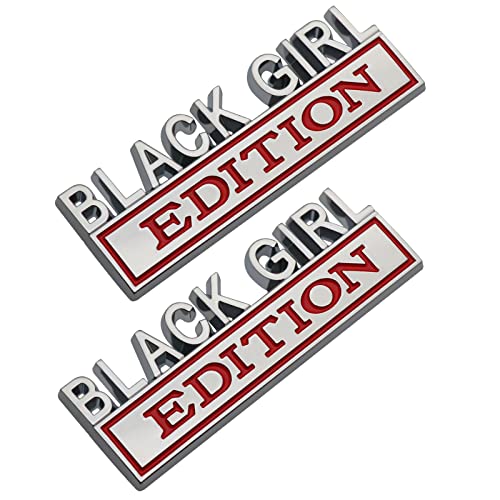 Image of 2Pc Black Girl Edition Emblem 3D Fender Badge Car Truck Decal Fit for Car Truck SUV (Chrome Red)