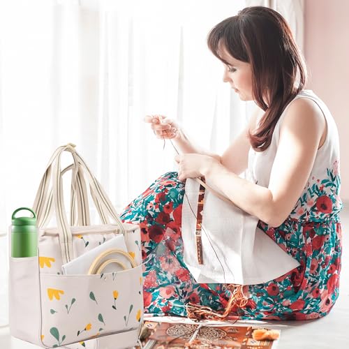 Peirich Kit de bordado para iniciantes, bolsa de projeto de bordado com fio de bordado, pano Aida, b