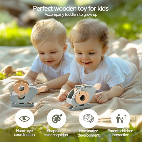 Youuys Montessori Holzspielzeug Hubschrauber, Baby Interesse Kultivierung Konzentration Enhancement Spielzeug