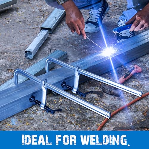 Bar Clamps 4-Pack, 12-Inch Light-duty Drop Forged Steel F Clamps (450 lbs) for Welding and Woodworking