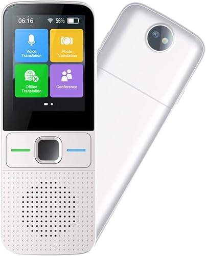 Traduttore Vocale Istantaneo raduttore Simultaneo Vocale con 137 Lingue Online, supporta WiFi/Hotspot/Offline, 2.4 pollici touch screen Funzione di Traduzione Foto per Viaggi Studio e Affari (Bianco)