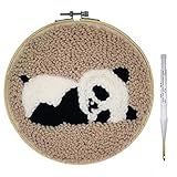 Wool Queen Punch Needle Starter Kit | Animal Rug-Punch Beginner Kit, with an Adjustable Embroidery Pen and 8.0'' Bamboo Hoop (Panda)