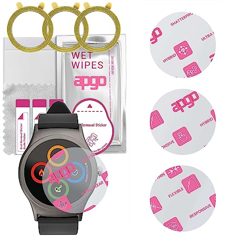 apgo [3 Stück] Hybrid Schutzglas Klar 8H für Acme SW201 Smartwatch, kratzfestes Displayschutzglas, Ersatz für Hartglas