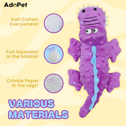 Juguete mordible y sonoro para perros AdoPet cocodrilo 14 pulg miniatura 3