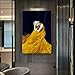 wopiaol Sin Marco Elegant Girl Canvas Art Painting Carteles e Impresiones Modernos Beautiful Yellow Dress Wall Art Picture for Living Room Home Decor