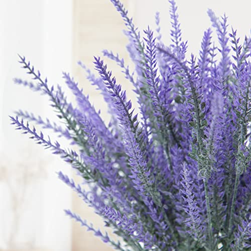 Ouddy Decor 24 Bundles Artificial Lavender Fake Flowers Faux Plastic Plants for Home Wedding Kitchen Garden Patio Window Box Office Table Centerpieces Indoor Outdoor Decor, Gray Purple by Ouddy Decor - Image 2