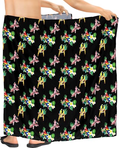 HAPPY BAY Men's Beachwear Wrap Summer Long Hawaiian Lava Lava Regular Surfing Cover-Up Swimwear Holidays Beach Sarongs for Men One Size Black3