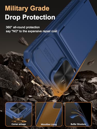 Image of Vihibii for iPhone 16 Wallet Case with Card Holder (4 Cards) [RFID Blocking] & Slide Camera Cover & Raised Edges Protect Screen, Shockproof Rugged Phone Case for iPhone 16 6.1 inch 2024, Blue