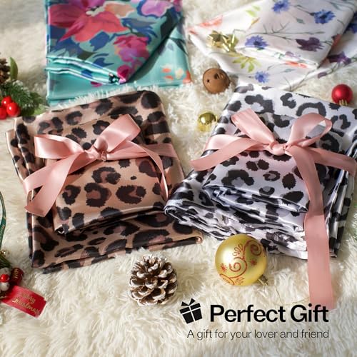 Image of MR&HM Satin Body Pillow Cover, Soft and Breathable Body Pillow Case with Envelope Closure, Cooling and Silky Long Pillowcase for Hair and Skin,Grey (20x54, Brown Leopard)