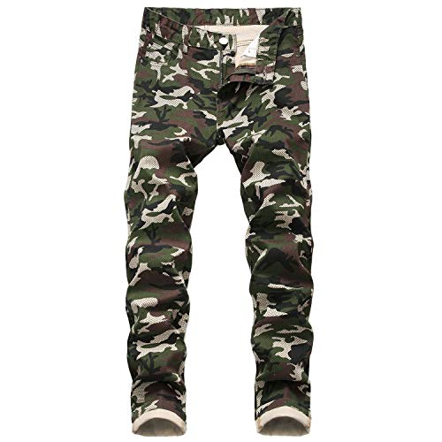 Camo Denim Jeans for Men Moto Biker Slim fit Stretch Jeans Camouflage Skinny Cargo Pants Military Army Combat Pants