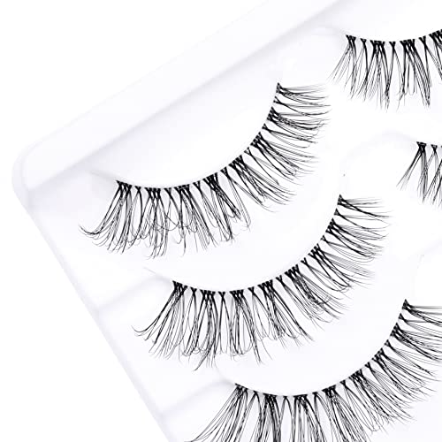 Ksyoo Cat Eye Lashes Wispy Natural Look, D Curl 10-18Mm Clear Band 3D Natural False Eyelashes Multipack, Soft Faux Mink Wispy Eyelashes For Daily Work And Dating Eye Makeup (T1 Clear Band, 5 Pair (Pack Of 1)) #TOP2