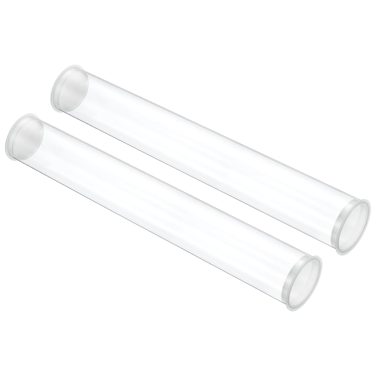 PATIKIL 11.8"L x 1.7"Dia Clear Storage Tubes, 2Pcs PC Plastic Transparent Hollow Round Rigid Tube with Cap for Beads Bath Salt Container Wedding Party