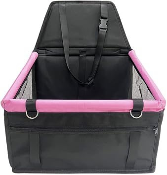 Pet Car Seat for Corvette C5 Z06 LS6 V8 1997 1998 1999 2000 2001 2002 2003 2004 Dog Car Seat with Leash Portable Dog Bed for Car Washable Foldable Car Pet Bag,Black and Pink