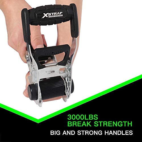 Xstrap Standard 2Pk Heavy Duty Motorcycle Ratchet Tie Down Straps, 1.5" X 6' Safety Clip Hooks & Soft Loops, Cargo Accessory Securing Motorcycles, Dirt Bikes, Kayaks, Atvs, Utvs, Landscaping Equipment #TOP4