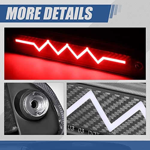 Image of Auto Dynasty LED Third Brake Light for 93-16 Ford Ranger F-250 Super Duty | 3rd Brake Light for 93-16 F-250 F-350 F-450 F-550 Ranger Sport Trac, Carbon Fiber Pattern Heartbeat Sequential